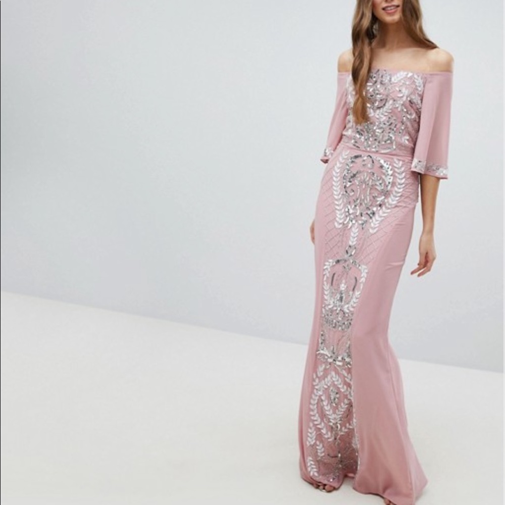 Embellished Bardot Maxi Dress